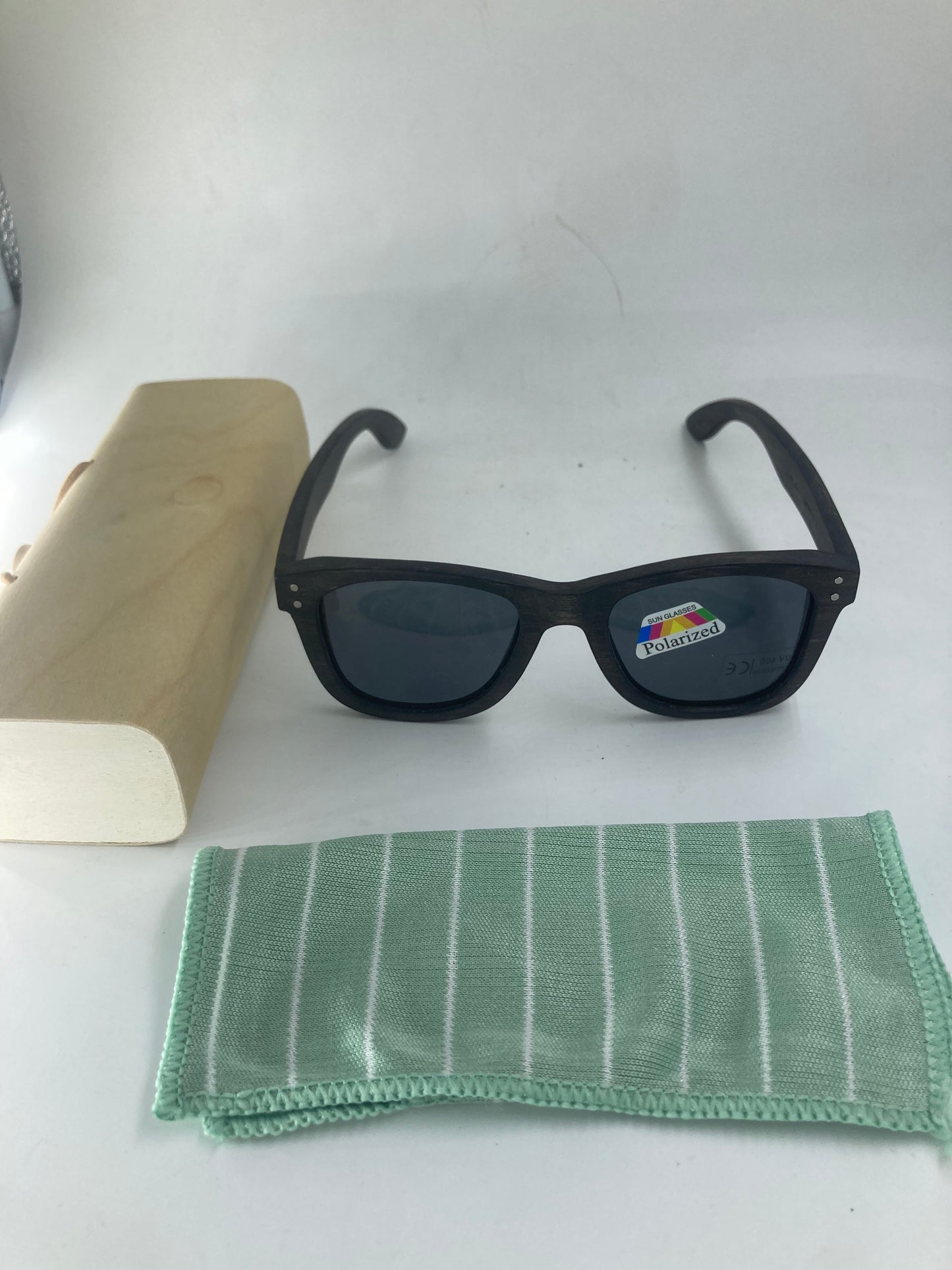 16. Sonnenbrille, Rahmen komplett aus Holz ebenholz - mit schwarz linse - polarized und uv400 fg-207