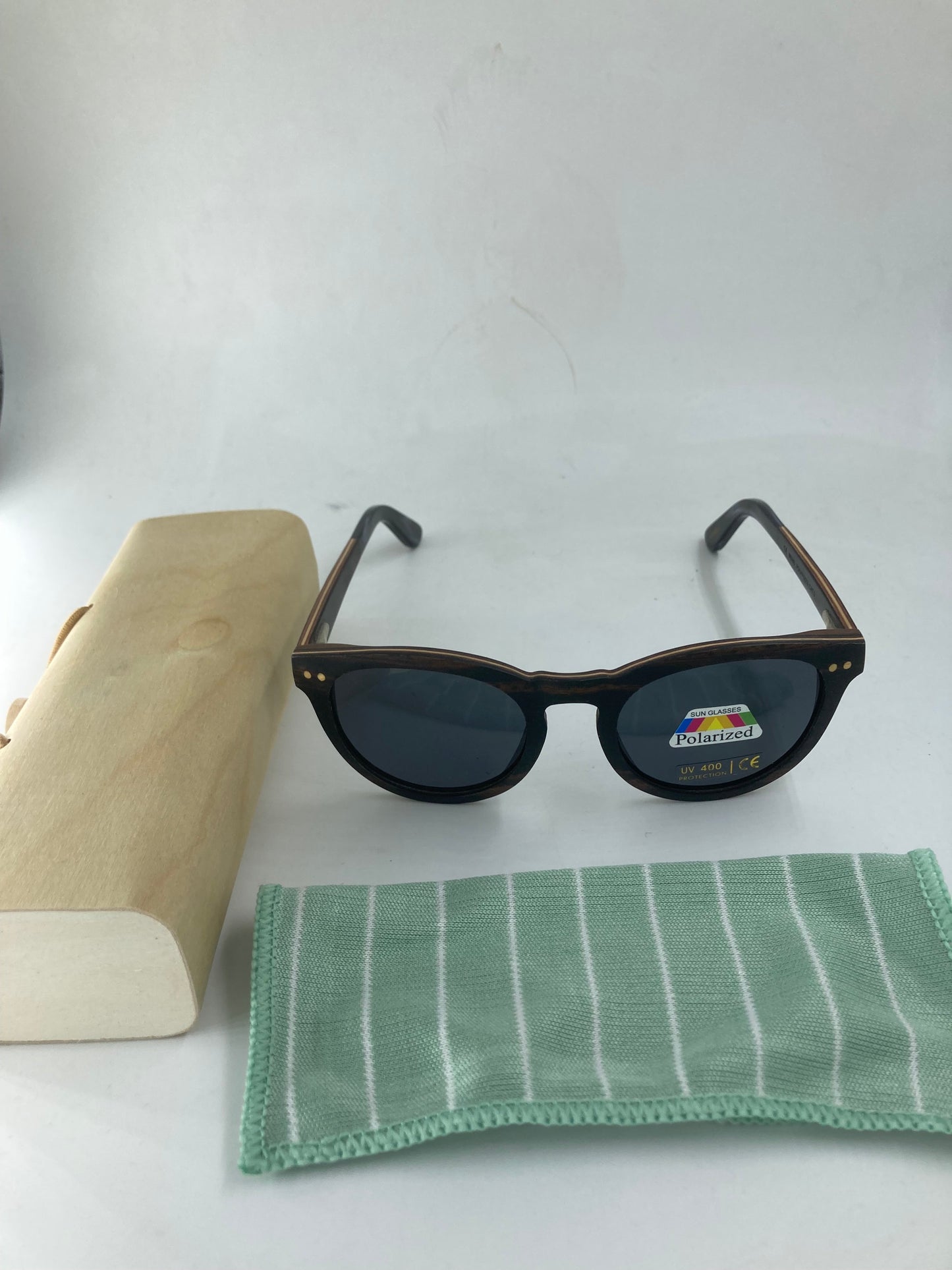 7. Sonnenbrille, Rahmen komplett aus Holz ebenholz mit braun linse - polarized und uv400