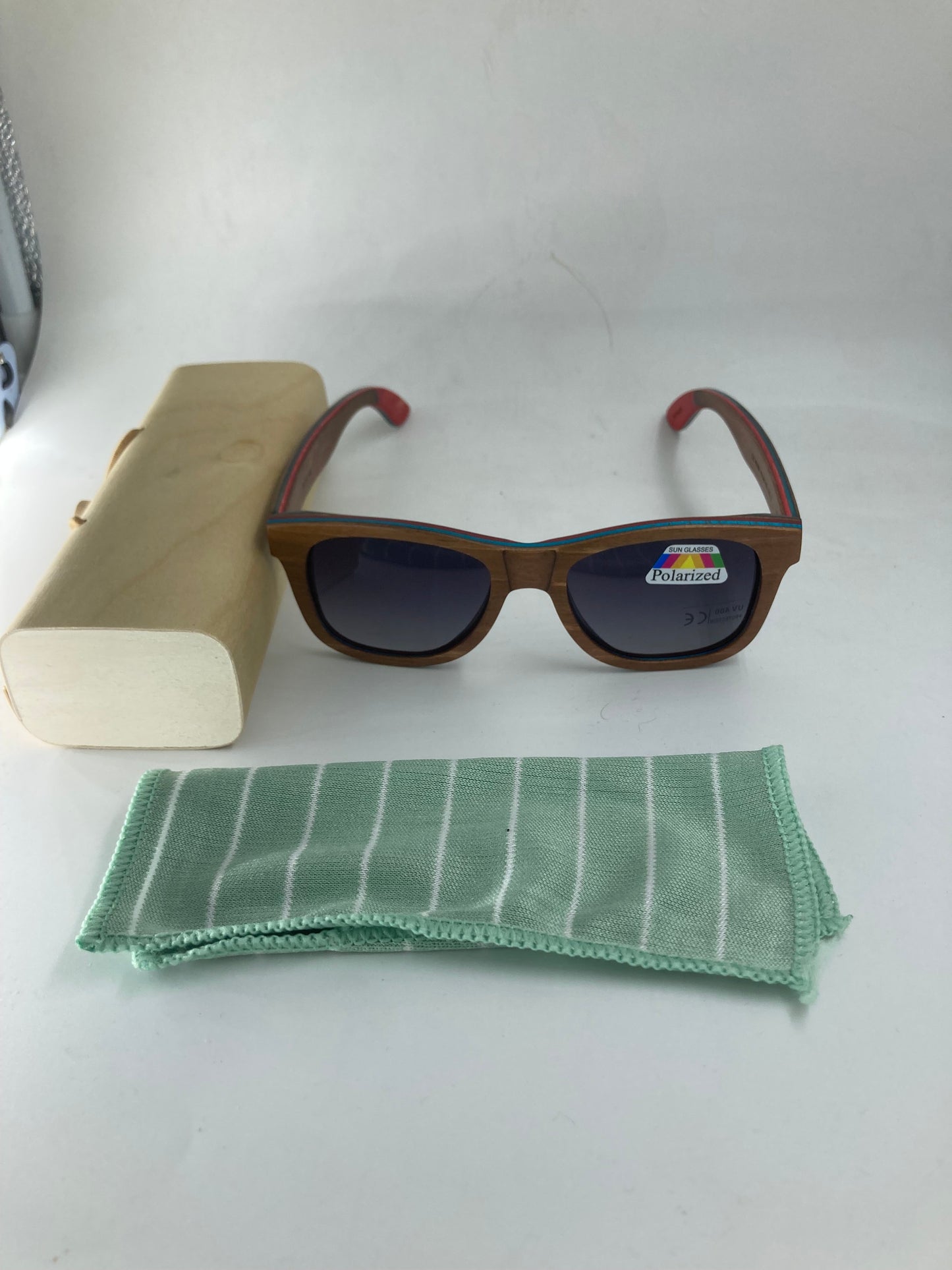 11. Sonnenbrille, Rahmen komplett aus Holz skateboard braun mit schwarz linse - polarized und uv400