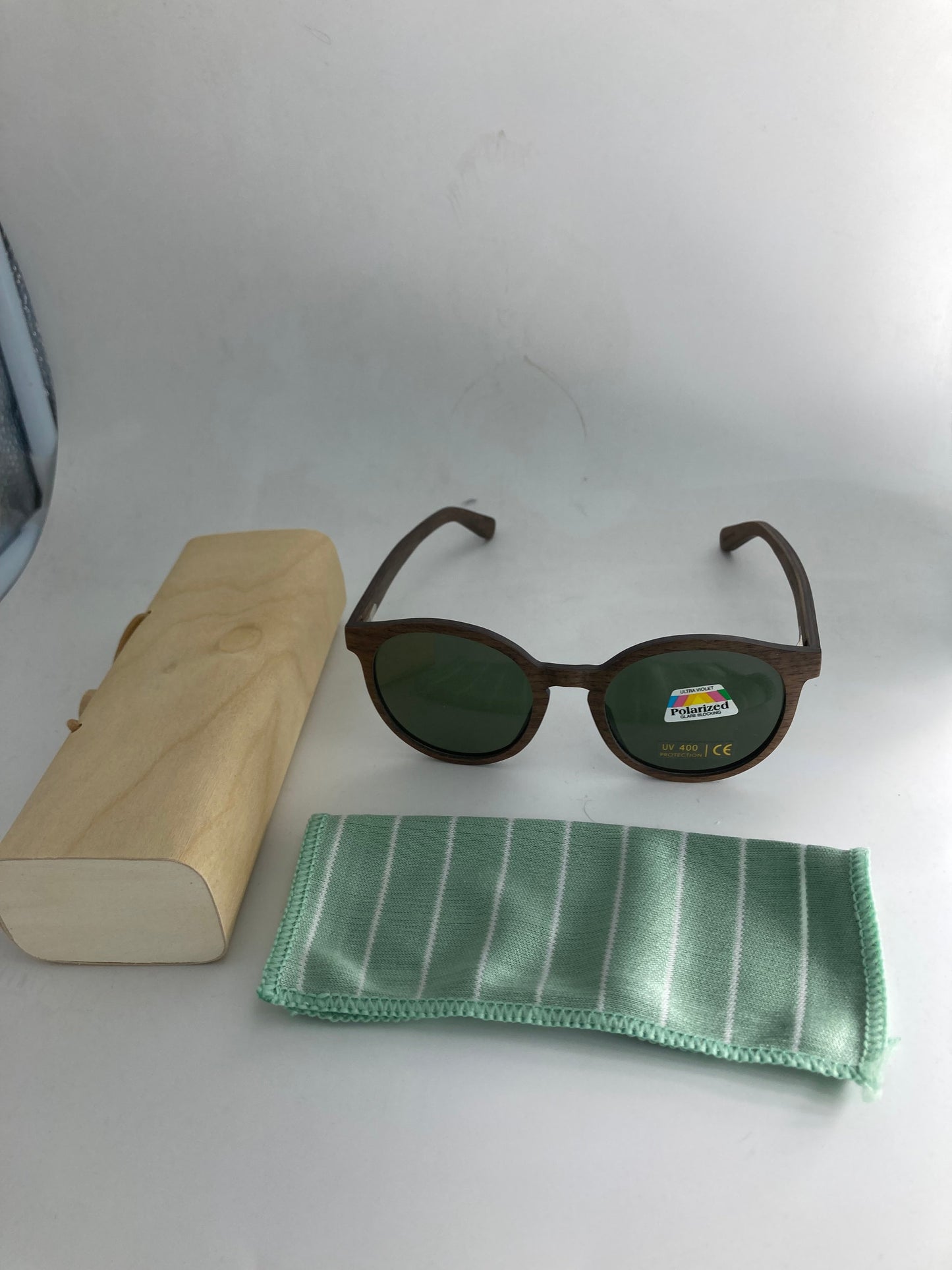 2. Sonnenbrille, Rahmen komplett aus Holz nussbaum holz mit grun linse - polarized und uv400