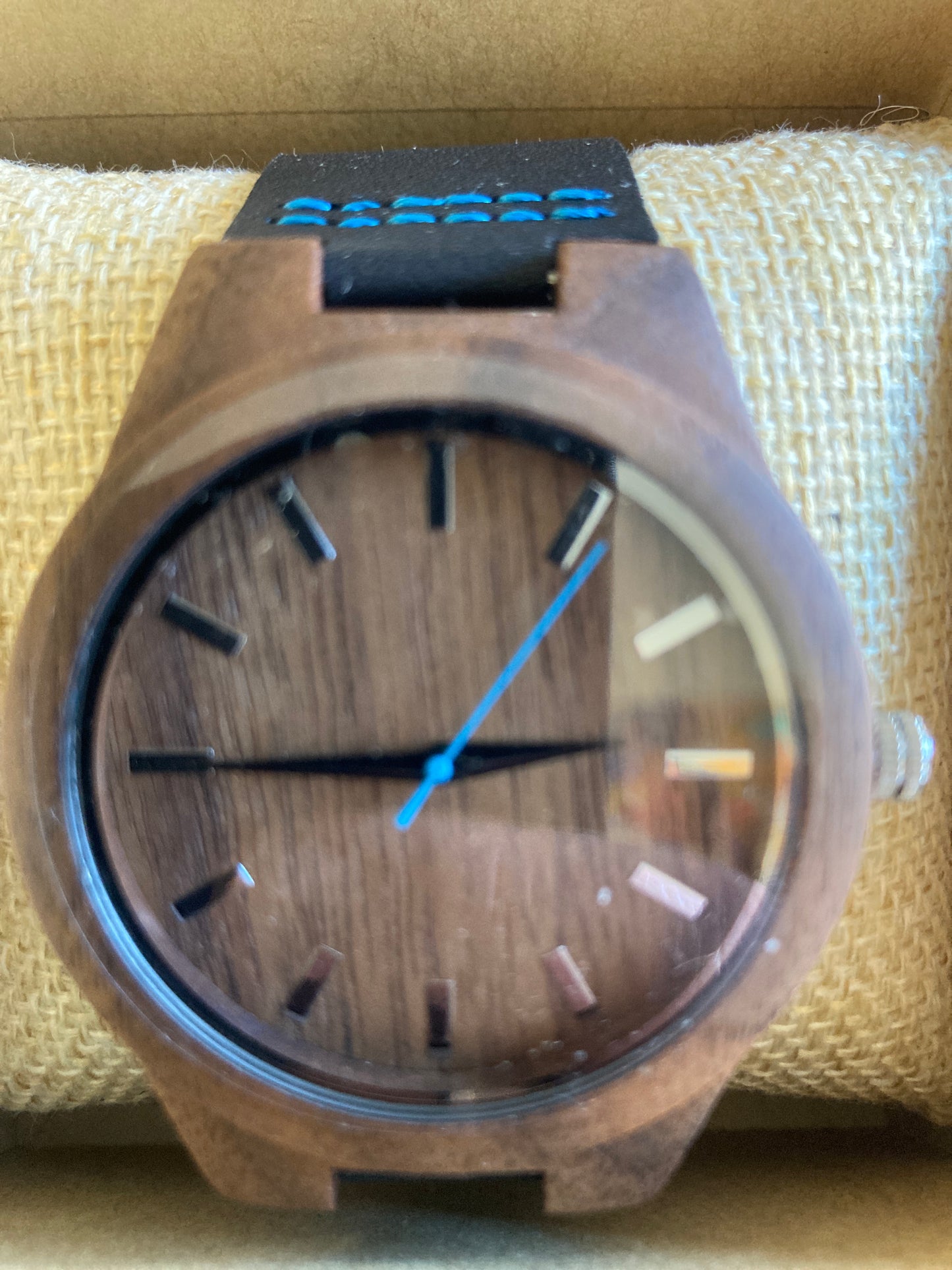 1. Holz Uhr mit Leder Armband L zebra holz breite 44mm lederarmband breite 23mm