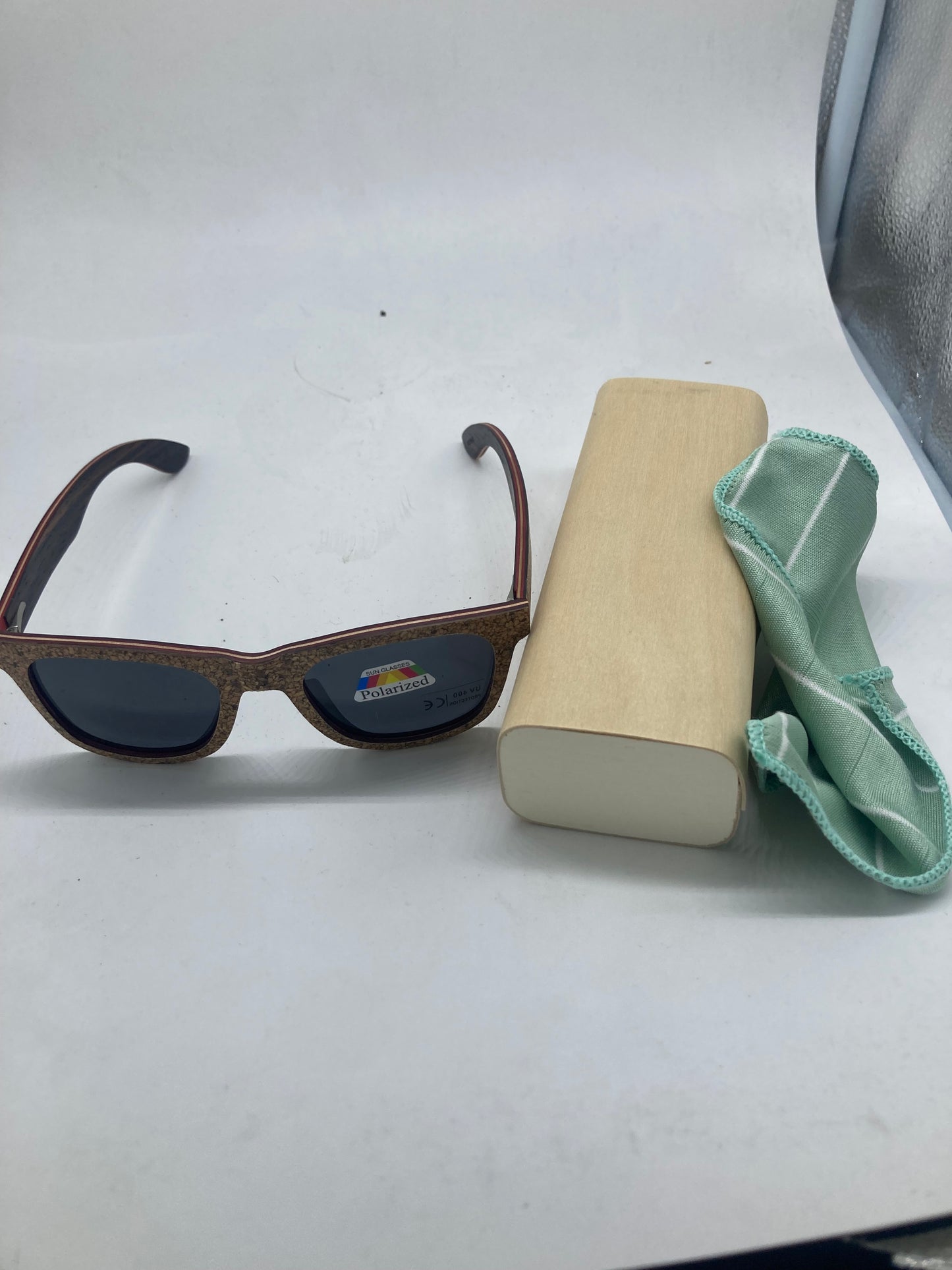 17. Sonnenbrille, Rahmen komplett aus kork und holz skateboard mit schwarz linse - polarized und uv400 - 364 c1