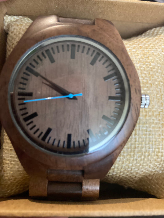 20. Komplett Holz Uhr L nussbaum breite 44mm armband breite 23mm