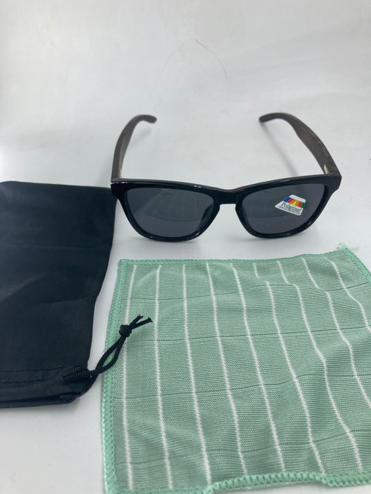 48. Sonnenbrille, Bügel aus Bambus und holz sonnenbrille schwarz mit schwarz linse , bügel aus ebenholz, polarized und uv400 schutz