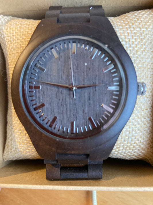 1. Komplett Holz Uhr L schwarz sandelholz - breite 44mm armband breite 24mm