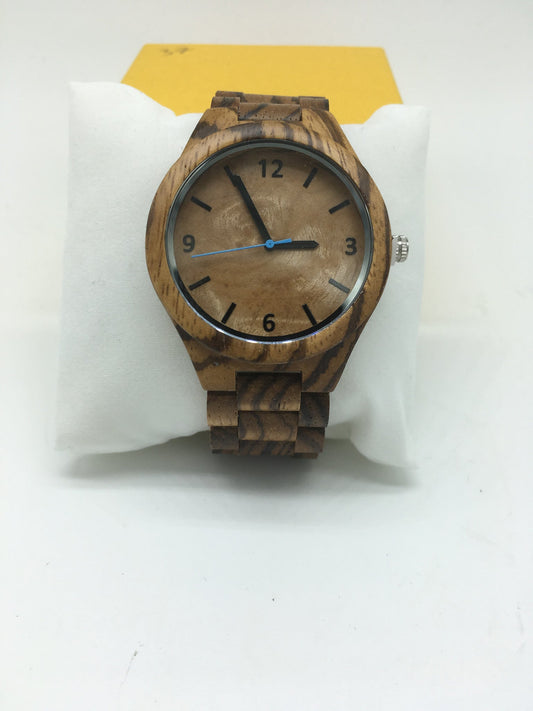 3. Komplett Holz Uhr L zebrano holz breite 44mm armband breite 24mm
