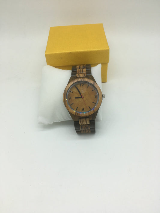 66. Komplett Holz Uhr L schwarz sandelholz und zebrano holz breite 44mm armband breite 24mm