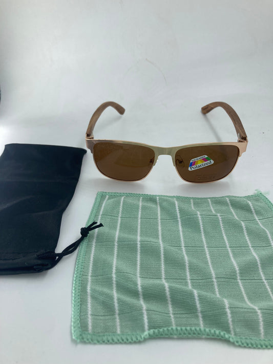 20. Sonnenbrille, Bügel aus Bambus und holz größe braun mit metallrahmen -braun linse,nussbaum linse , polarized und uv400 schutz