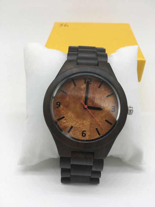 68. Komplett Holz Uhr L schwarzes sandelholz 44mm breite armband 23mm breite