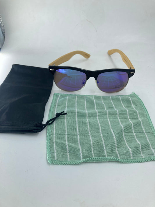 71. Sonnenbrille, Bügel aus Bambus und holz blau sonnenbrille,mit metal pip in ecke,mit schwarz linse,bügel aus bambus,uv400 schutz