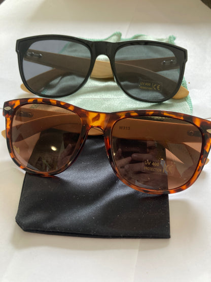 27.Sonnenbrille, Bügel aus Bambus,schwarz oder braun linsen mit schwarz linse ,  uv400 schutz