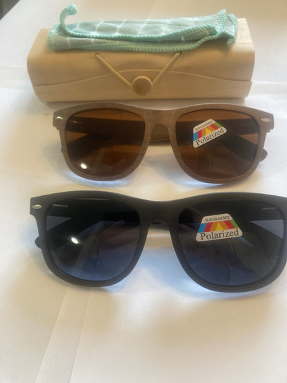 2.Sonnenbrille, Rahmen komplett aus Holz schwarz ,braun - polarized und uv400 - 6074