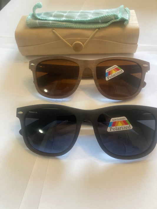 2.Sonnenbrille, Rahmen komplett aus Holz schwarz ,braun - polarized und uv400 - 6074