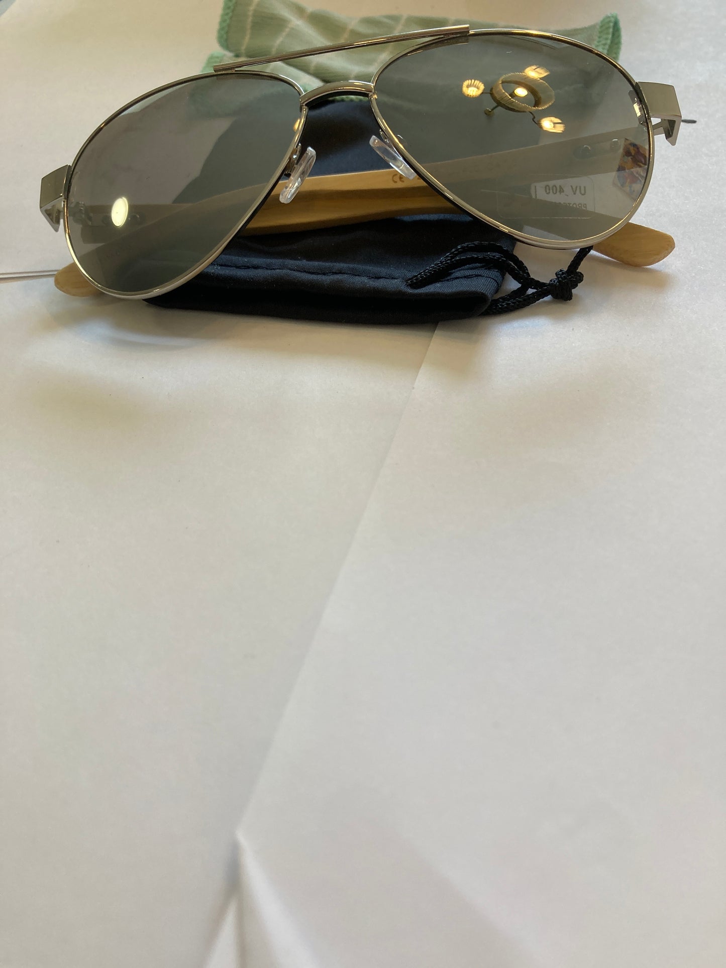24.Sonnenbrille, Bügel aus Bambus und holz Pilotenbrillen blau mit schwarz linse , bügel aus bambus ,uv400 schutz
