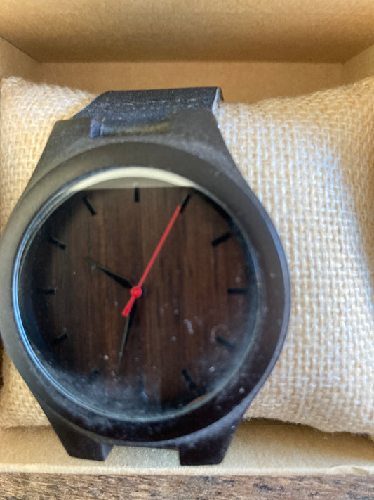 13. Holz Uhr mit Leder Armband L schwarzes sandelholz breite 44mm lederarmband 22mm