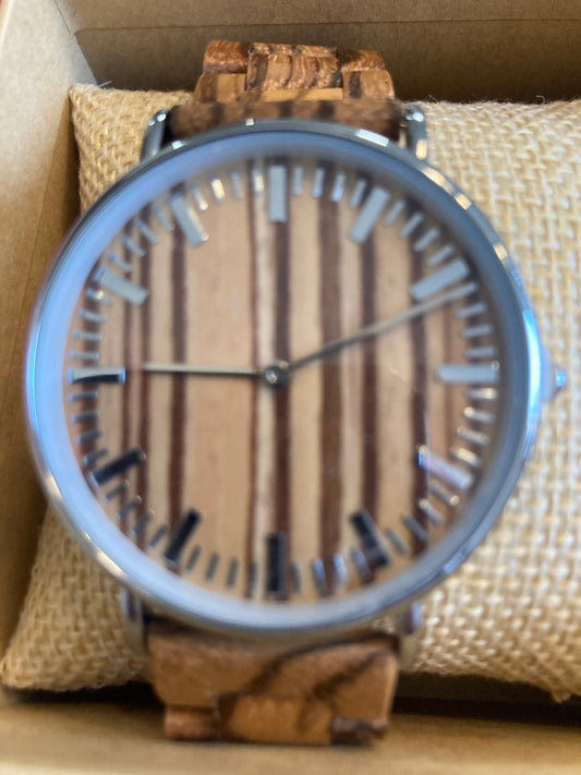 21. Komplett Holz Uhr L schwarz zebrano holz breite 43mm armband breite 21mm
