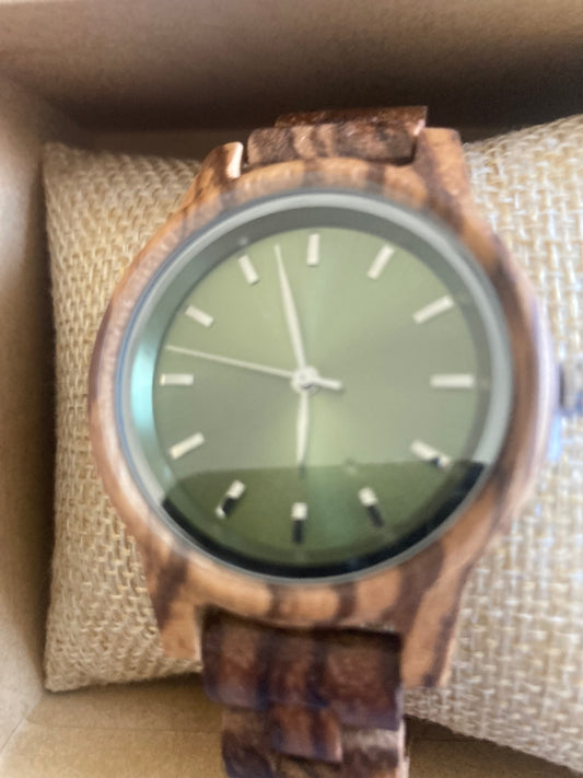 70.Komplett Holz Uhren S Zebrano Holz breite 36mm armband 16mm