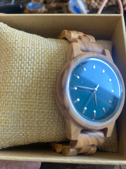 74.Komplett Holz Uhren S olivernholz grun face breite 36mm armband 16mm